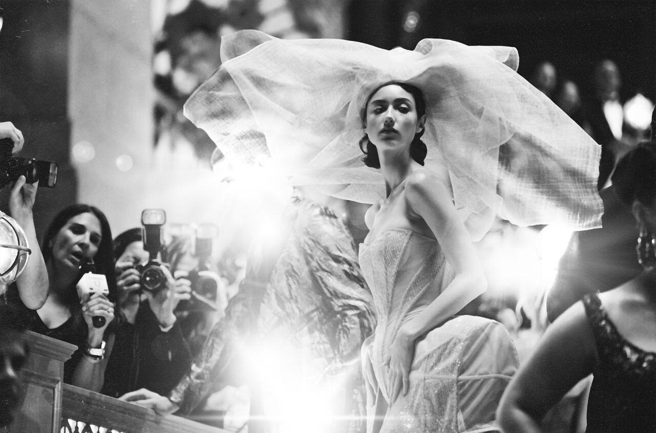 The theme of this year’s Runway Gala was Spring Florals and many of the night’s looks, including this massive headpiece that evoked a flower in bloom, plucked inspiration from the garden.