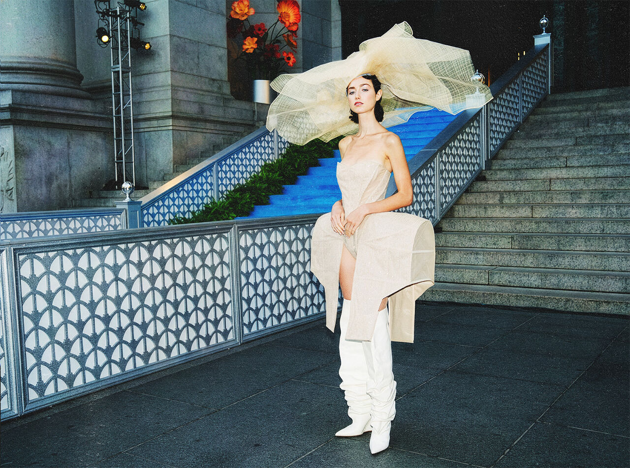 The theme of this year’s Runway Gala was Spring Florals and many of the night’s looks, including this massive headpiece that evoked a flower in bloom, plucked inspiration from the garden.