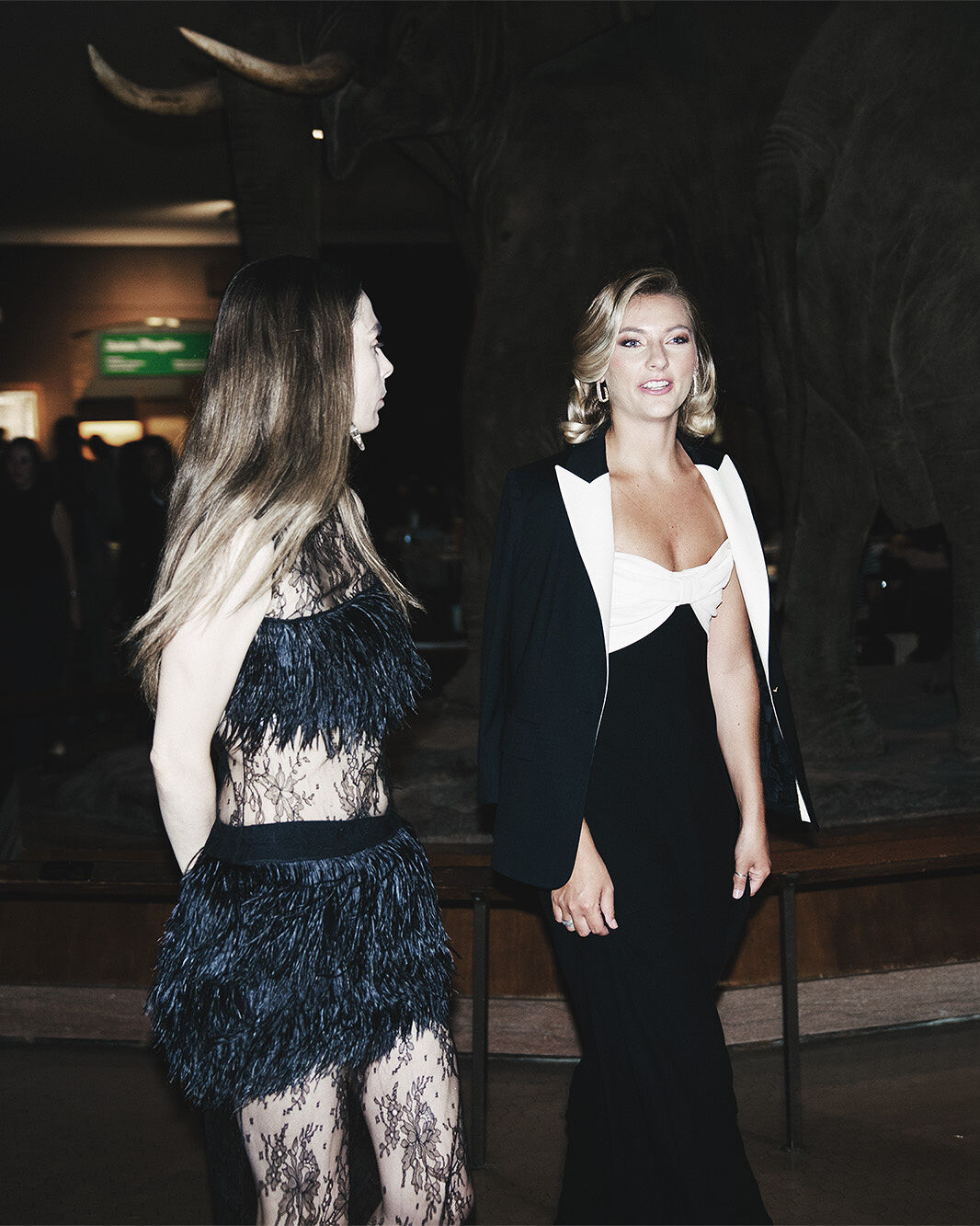 Two more fashion insiders arrive at the annual Runway Gala in their finest black and white couture.