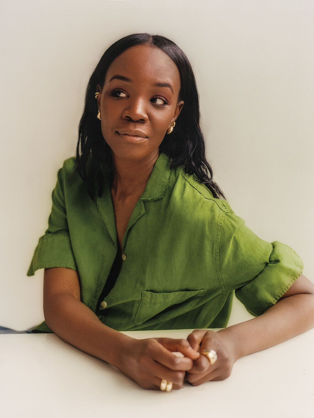 Portrait of Recho Omondi, fashion commentator, host of The Cutting Room Floor podcast, and guest columnist for this issue of Runway magazine. She penned an article called “The Empathy Economy.”
