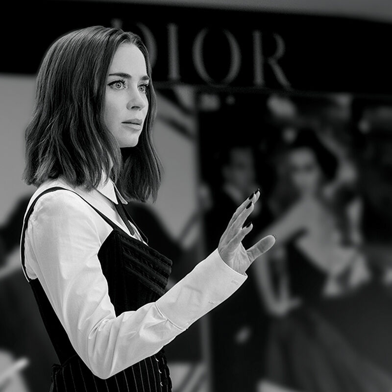 Miranda Priestly’s snarky former first assistant Emily Charlton has rose through the ranks at Dior since leaving the magazine and is seen here at work for the famous Parisian fashion house.