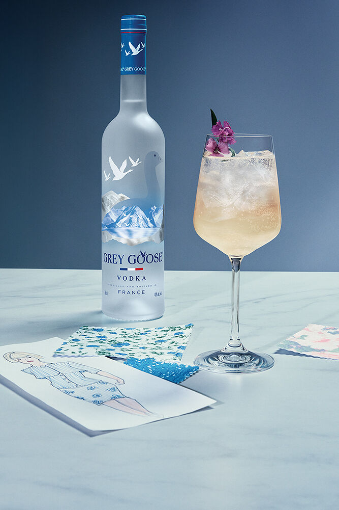 The signature cocktail at Miranda’s summer soiree was a Groundbreaking Spring Spritz made with GREY GOOSE Vodka, ST-Germain, Brut Rosé, lemon juice and soda water.